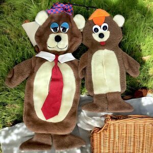 Vintage 60s Yogi Bear Boo-Boo Animal Fair Tissue Box Covers Soft Plush Cartoon